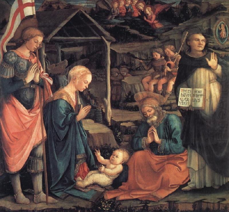 Fra Filippo Lippi The Adoration of the Infant Jesus with St George and St Vincent Ferrer china oil painting image